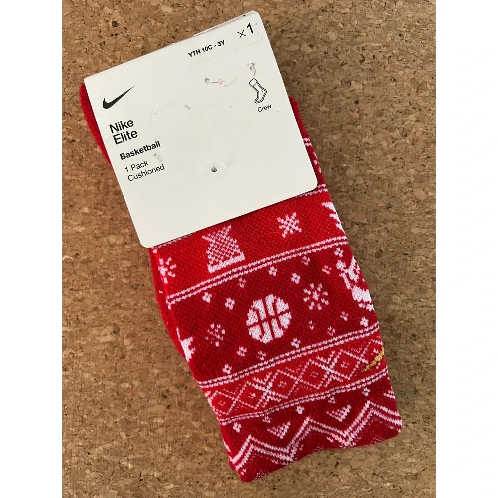 Nike‎ Elite Basketball Socks Kids XS 10C-3Y Red Christmas Holiday BN1180-R78 NEW